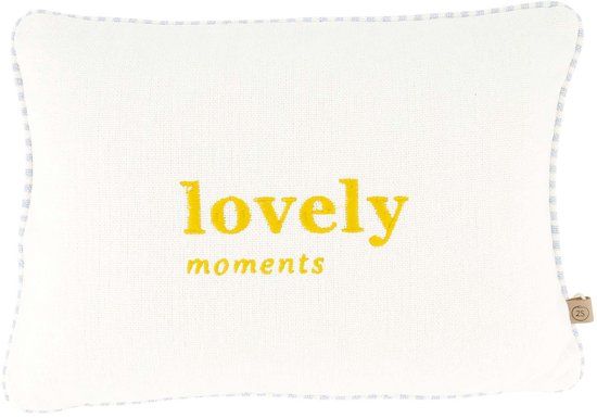 Zusss Kussen Lovely Moments Gekleurde Bies 35X25cm 100% Katoen Off White