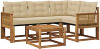 vidaXL Hoek loungeset 5-delig Acacia hout Natuurlijk en beige
