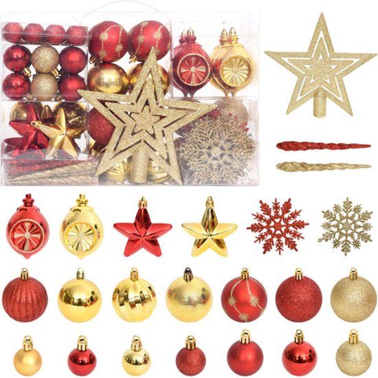 vidaXL - 108-delige Kerstballenset - Goud en Rood