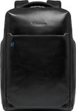 Piquadro Blue Square Backpack 2 Compartments 14" 16L Black Leather