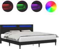 vidaXL Bedframe met LED-stripverlichting Zwart 180 x 200 cm Kunstleer
