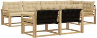 vidaXL Hoek loungeset 7-delig Wit en Beige Acacia Hout