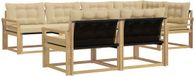 vidaXL Hoek loungeset 7-delig Wit et Beige Acacia Bois