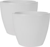 Ter Steege Bloempot - 2x stuks - wit - glans - Scandinavisch - 18 x 16 cm - plantenpot