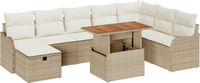 vidaXL Tuinbank Set 9-delig Beige Polyrotan