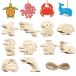Blocs en bois kit de bricolage enfants - Pendentifs animaux marins - 20 pièces - Strass et cordon