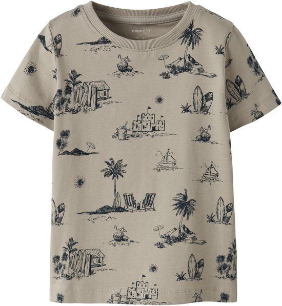 NAME IT NMMFILLE SS TOP BOX Jongens T-shirts beige maat 98