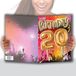 MX-5020 MAXI Grote reuzenkaart XXL voor 20 jaar verjaardag, uniseks, H/F + envelop, formaat 32 x 23 cm, ballonnen, cijfers, goud, feest, dans, muziek, sfeer, concert, festival, gemaakt in Frankrijk