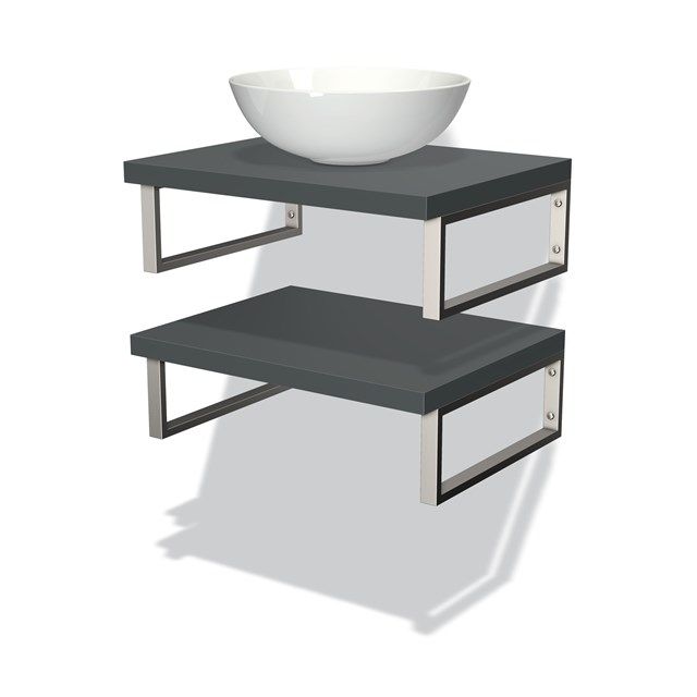 Maxaro Badkamermeubel Modulo Plato Donkergrijs 60 cm - 2 Wastafelbladen