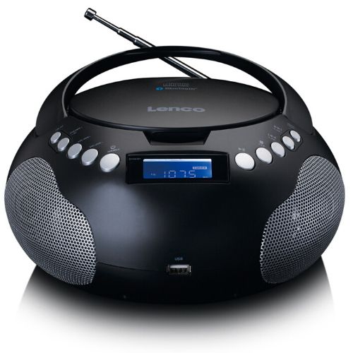 Lenco SCD-331 Draagbare Radio/CD/MP3 speler met USB en Bluetooth - Zwart/Zilver