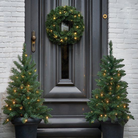 Black Box Trees Norton Set - 2 Kunstkerstbomen + Kerstkrans - LED Verlichting - Groen
