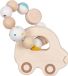 Goki Baby Bijtring: AUTO'S diam.8,5cm, met elastiek, hout