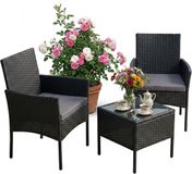 Merkloos Relaxdays Tuinset - 2 persoons - 3-delig - zwart