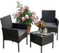 Merkloos Relaxdays Tuinset - 2 persoons - 3-delig - zwart