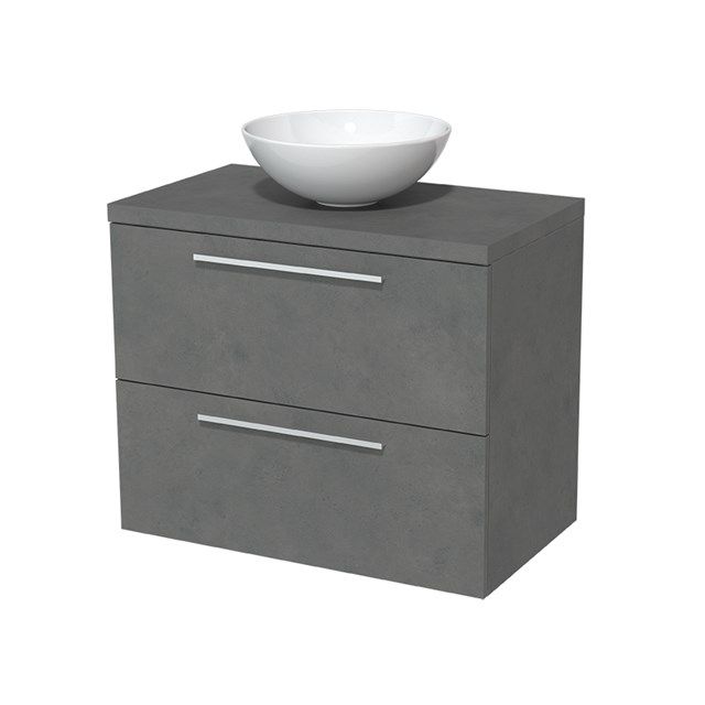 Maxaro Badkamermeubel Modulo Plato 80cm Donkergrijs Beton 2 Lades