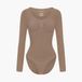 cfab - Bodysuit met corrigerende werking, lange mouwen en bijpassend slipje - Caramel - 5XL