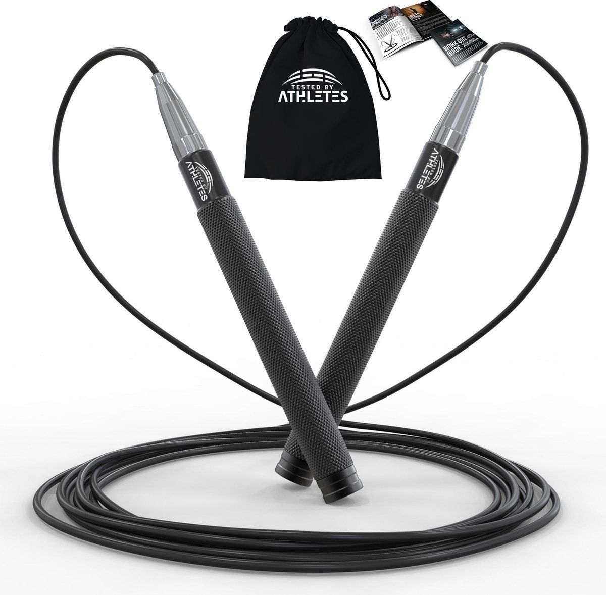 Pro Sport Springtouw - Zwart - Aluminium - Voor Gevorderden en Beginners - Met Carrybag