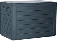 Merkloos / Sans marque Wan GmbH Opbergdoos 190 liter in houtlook – Weerbestendige kunststof tuinkist – 78 x 43,3 x 55 cm