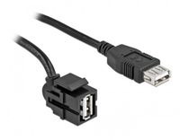 Delock USB-A haaks (110° boven) Keystone module - USB-A (v) | USB2.0 | zwart | 0,30 meter