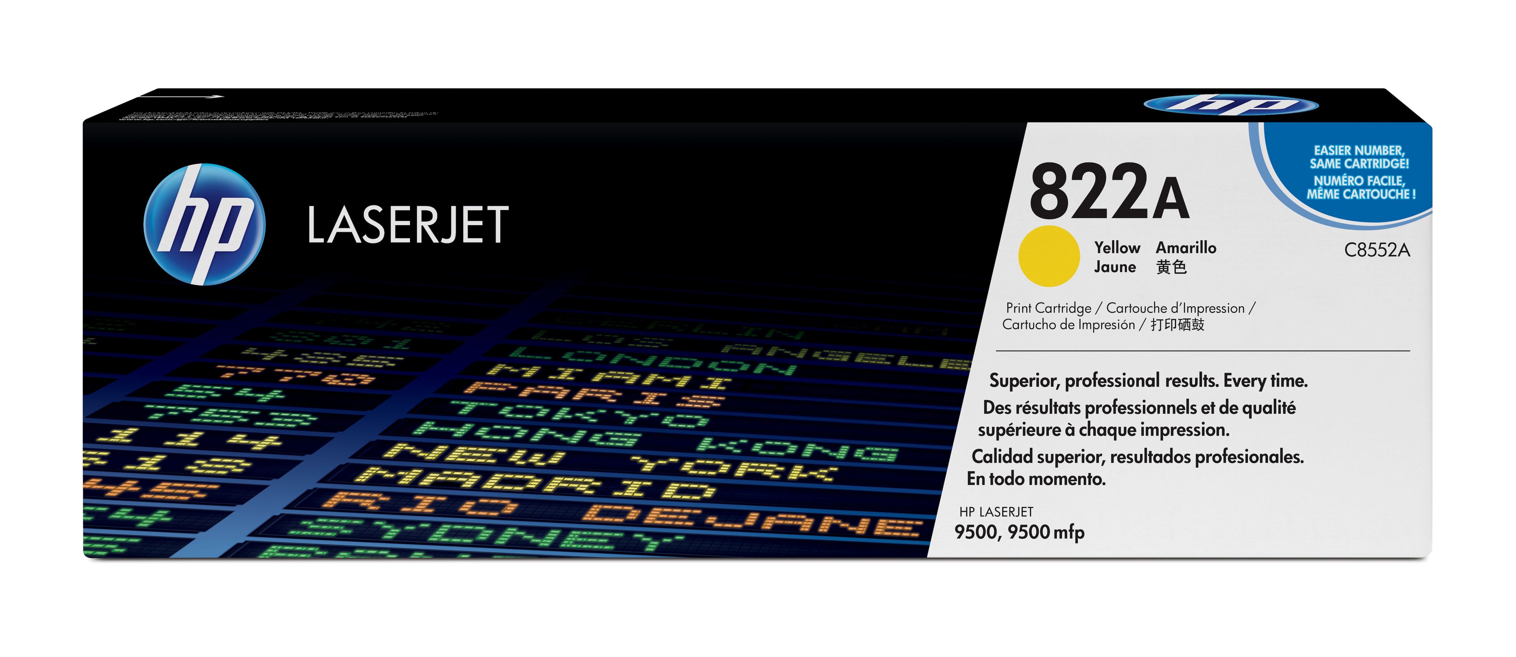 HP 822A Yellow Toner Cartridge for HP LaserJet 9500 - Original