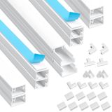 Romon Kabelgoot voor de muur, set met kabelkanalen, 4 m, wit, lakbare kabelafdekking voor tv, zelfklevend, met armaturen, ellebogen, kabelband, 0,4 m x 15 mm x 10 mm, 10 stuks