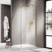 Fortifura Galeria Inloopdouche - 120x200cm - afgeronde glaswand - rechts - ribbel glas - wandarm - PVD - geborsteld messing (goud)