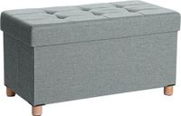 Songmics Opbergbank, Kruk met Opbergruimte, 76 x 38 x 40 cm, Opvouwbaar, Grijs