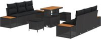 vidaXL Tuinbank Set 9-delig Zwart Polyrotan
