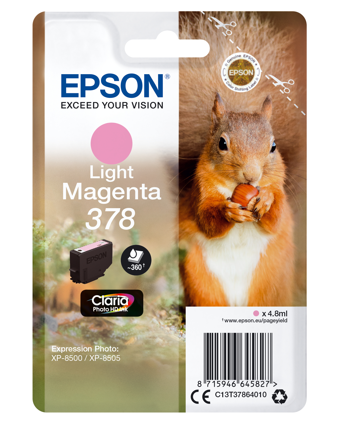 Epson Singlepack Light Magenta 378 Claria Photo HD Ink