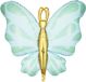 Party Deco Folieballon Vlinder mint met goud metallic