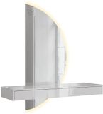 Vicco Kaptafel met licht Sherry, Wit Hoogglans, 120 cm met LED-spiegel