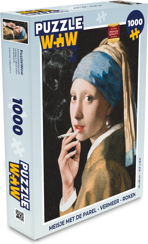 MuchoWow Puzzel Meisje met de parel - Vermeer - Roken - Legpuzzel - Puzzel 1000 stukjes volwassenen