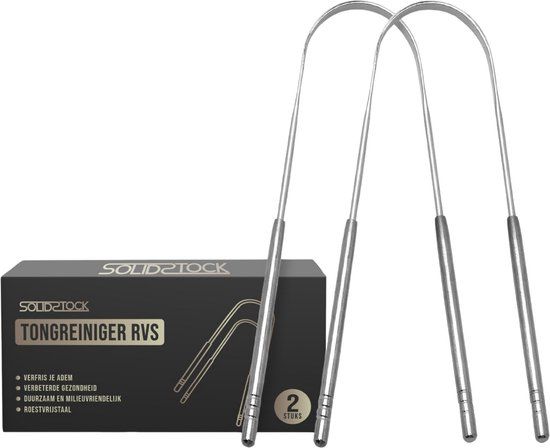 SolidStock Professionele Tongschraper 2 pack - RVS - Zilver