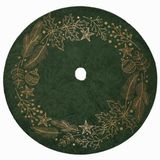 FEROCITY - Kerstboom basis - 150cm - Ronde pluche kerstversiering - kerstboomdeken - basis bevestigd met klittenband - Groen-Gele Kranz