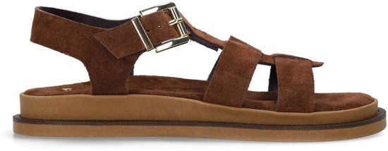 Manfield - Dames - Bruine suède plateau sandalen - Maat 41