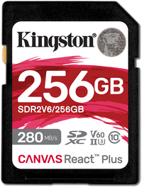 Kingston Technology 256GB Canvas React Plus SDXC UHS-II 280R/150W U3 V60 voor Full HD/4K