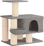 vidaXL Tour pour chat avec poteaux à gratter en sisal Gris clair 96 cm