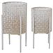 DRW Set van 2 plantenbakken van metaal met poten in wit en goud, 31 x 31 x 58 cm