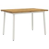 vidaXL Eettafel Massief Acaciahout Wit Rechthoekig 120 x 80 x 75 cm