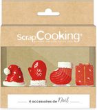 ScrapCooking Kerst Plastic Cake Toppers set/4