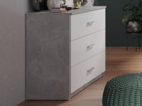 Commode SAMMOU 3 tiroirs béton/blanc