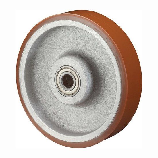 BS Rollen Zwenkwielen BS Reservewiel polyurethaan band Ø 200 mm 1.000 kg Bruin/Grijs Aluminium/Metaal