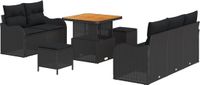 vidaXL Tuinbank Set 3-zits Zwart Polyrattan