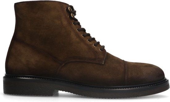 Manfield - Heren - Bruine suède veterboots - Maat 40