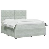 vidaXL LED Boxspringbed met Matras Lichtgrijs 140 x 190 cm Fluweel