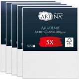 Artina Akademie – Set van 5 Schilderdoeken Canvas 80x100 cm – Spieraam van FSC® Hout – Wit Canvas 100% Katoen – 280 g/m²