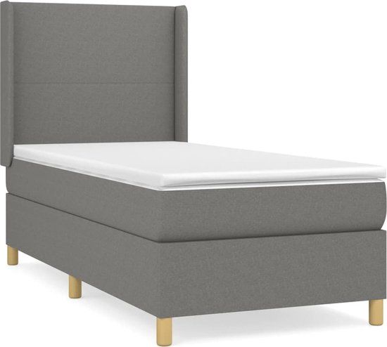 vidaXL Boxspring met matras, stof, donkergrijs, 90x190 cm