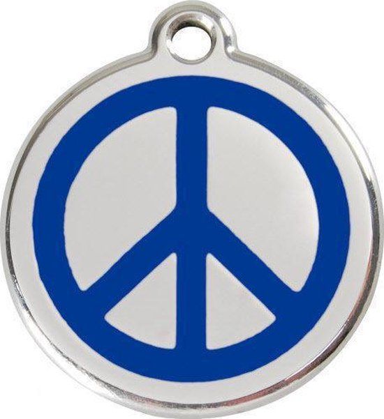 Red Dingo Hondenpenning 20 mm peace donkerblauw