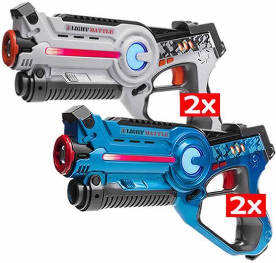 Light Battle 4x laserpistool - Lasergame set - 2x blauw en 2x wit