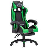 VidaXL Siège de course similicuir vert et noir avec repose-pieds